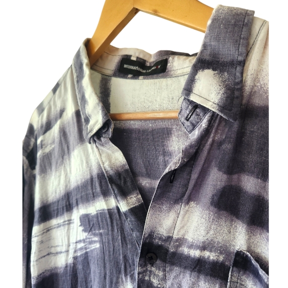 Y2K International Laundry 100% Linen Button Front Shirt xxl Men Pattern - Picture 4 of 5